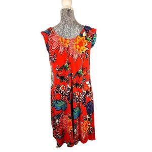 Grace Elements Red Floral Shark Bite Hem Midi Dress Size S
